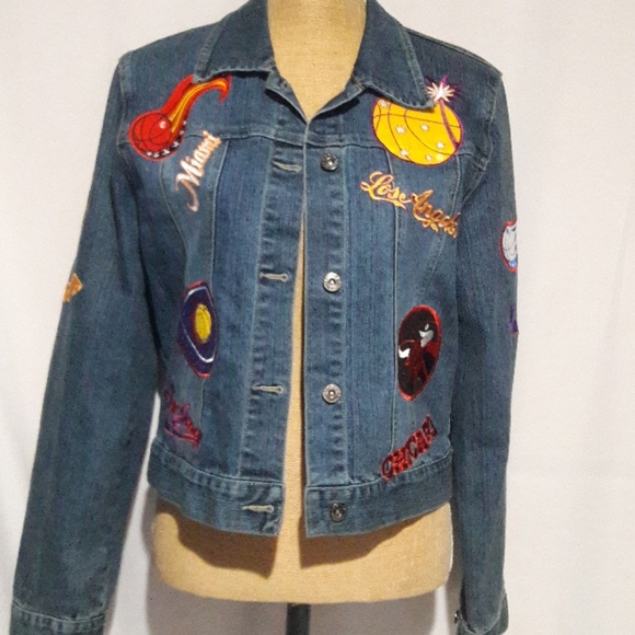LeMore Jackets & Blazers - Denim jacket w bball teams  M / L